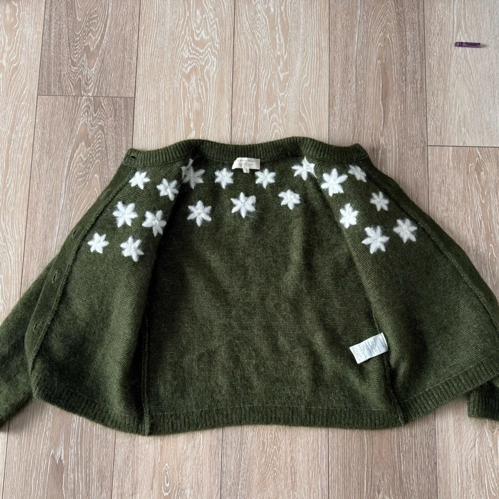 Sezane Andrew Cardigan Perfect Green/ Ecru - Size S - Picture 5 of 12